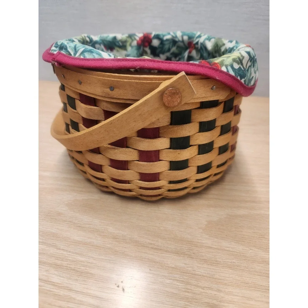 Vintage Longaberger 2003 Christmas‎ Collection Caroling basket With Holly Liner